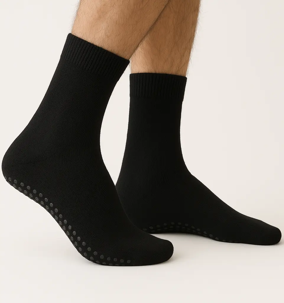 Apollo 2-paar Heren Anti slip badstof sokken - Slipper sokken - Plain