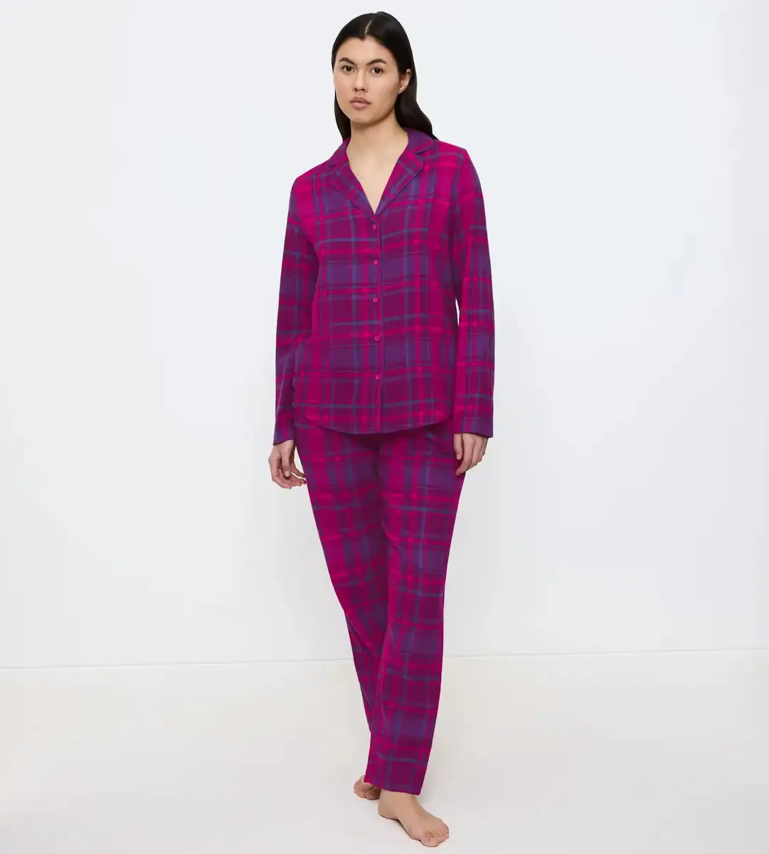 Triumph dames pyjama Katoen - Boyfriend Fit - Doorknoop katoene pyjama met lange mouwen