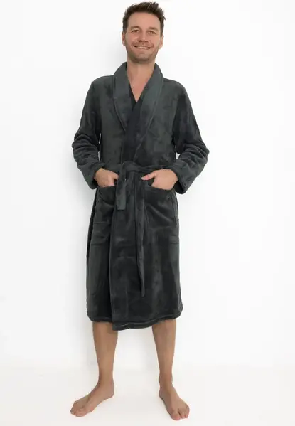 Outfitter heren Fleece Badjas - Winter - Warme ochtendjas - Maat XXL