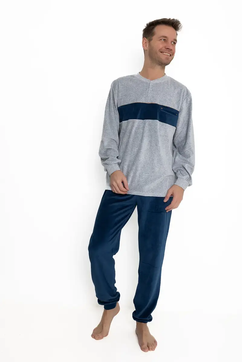 Outfitter velours heren pyjama - Ted - Warme winter pyjama