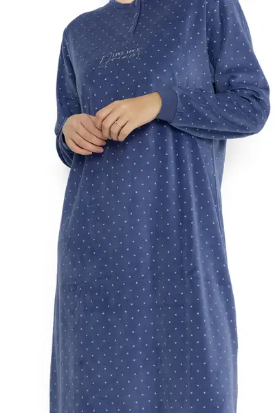 Cocodream velours nachthemd dames - Dots - Warm winter nachtjaon Cocodream velours nachthemd dames - Dots - Warm winter nachtjaon