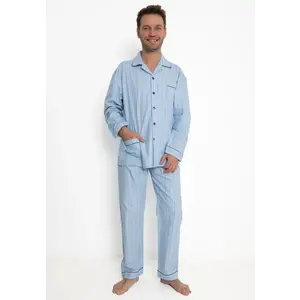 Outfitter katoenen heren pyjama - Doorknoop - Knoopsluiting