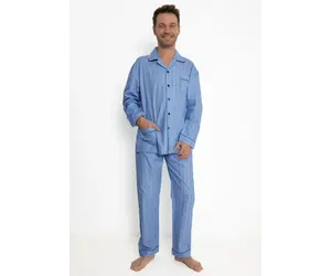 Outfitter katoenen heren pyjama Doorknoop Knoopsluiting