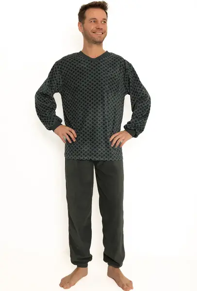 Outfitter Fleece heren pyjama  - Squares-  Warme winter mannen pyjama - Copy