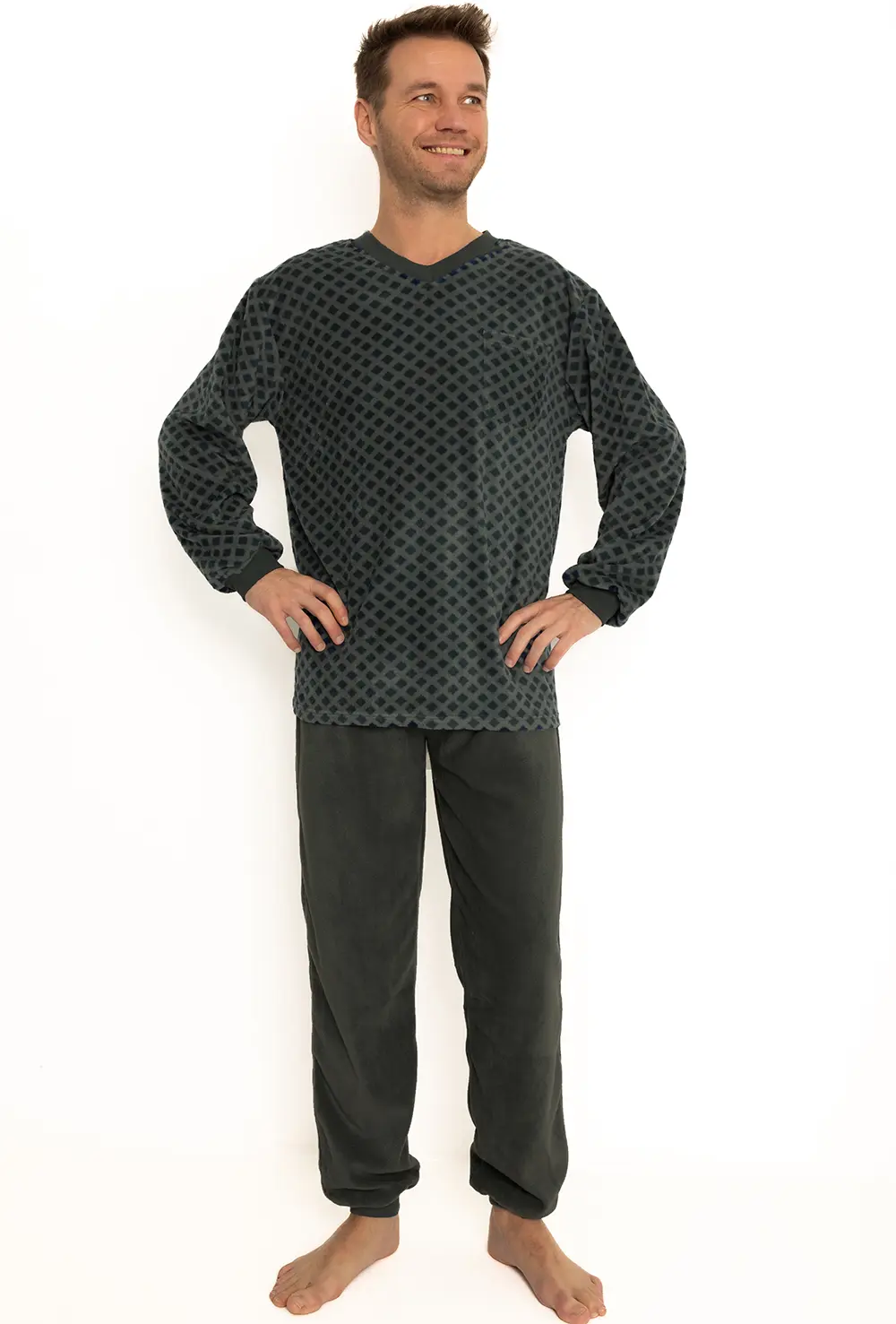 Outfitter Fleece heren pyjama  - Squares