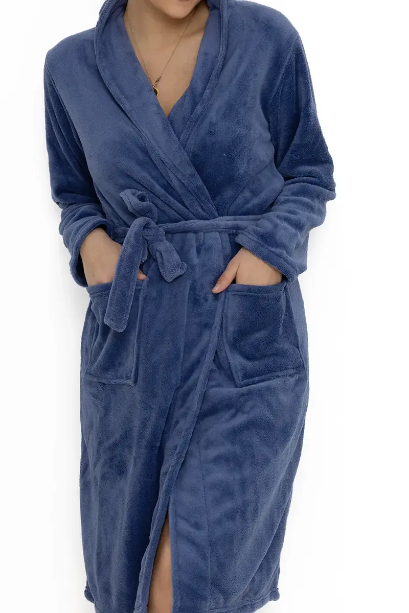 Cocodream dames badjas fleece - Darkblue - Warme winter ochtendjas - Badjassen dames - Copy Cocodream dames badjas fleece - Darkblue - Warme winter ochtendjas - Badjassen dames - Copy