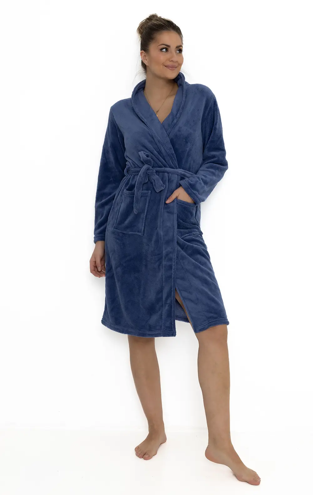 Cocodream dames badjas fleece - Darkblue