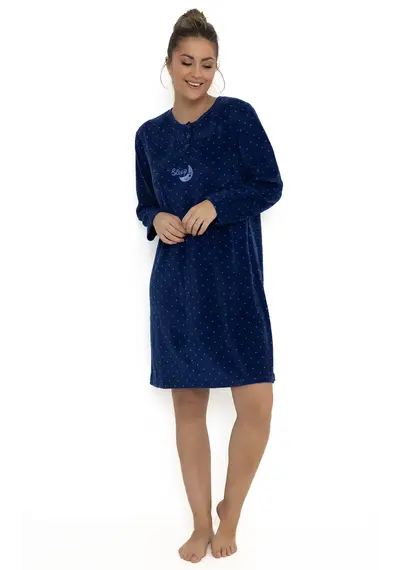 Cocodream Fleece nachthemd dames - Dots Cocodream Fleece nachthemd dames - Dots