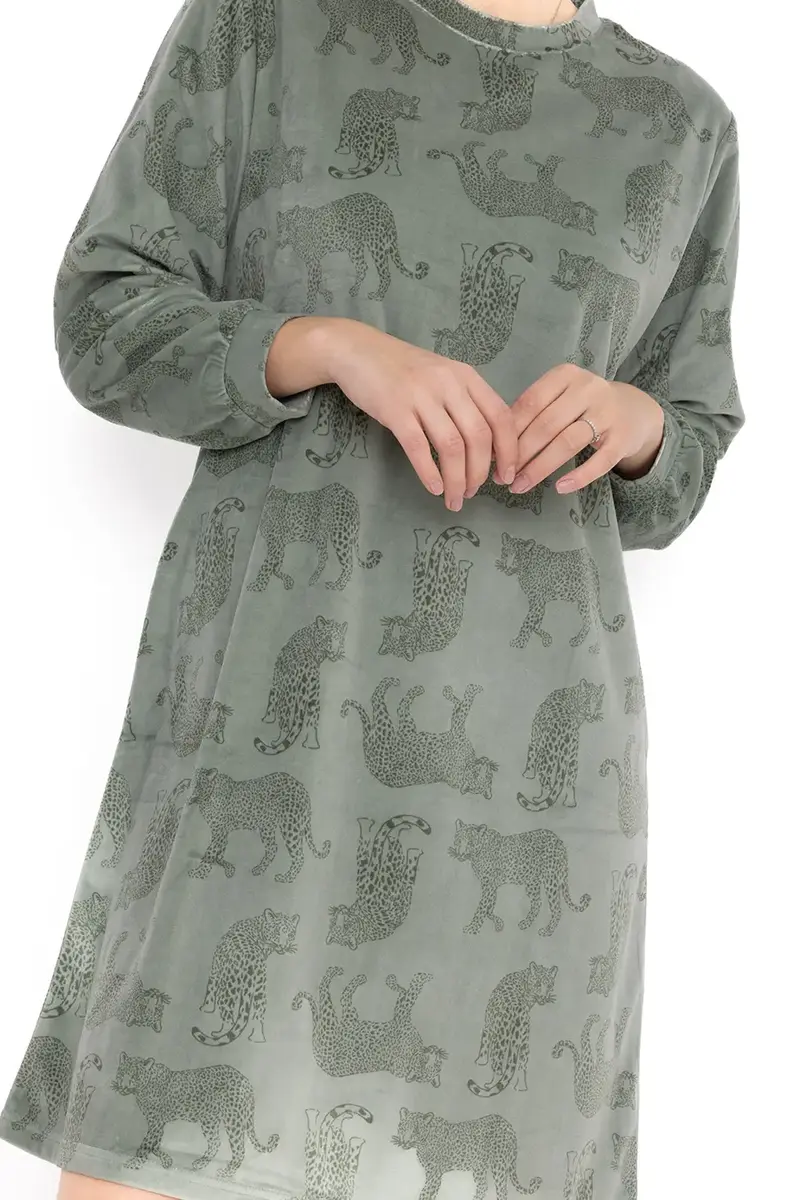 Cocodream velours nachthemd dames - Tiger - Warm winter nachtjapon Cocodream velours nachthemd dames - Tiger - Warm winter nachtjapon