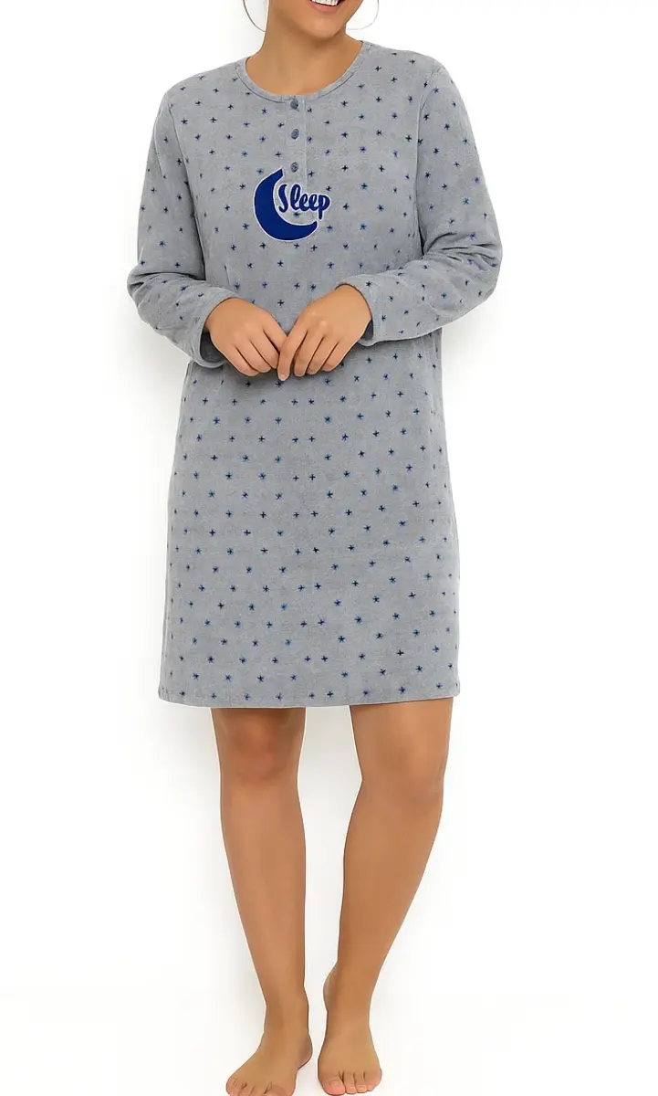 Cocodream Fleece nachthemd dames - Dots - Warme winter nachtjapon - Copy - Copy