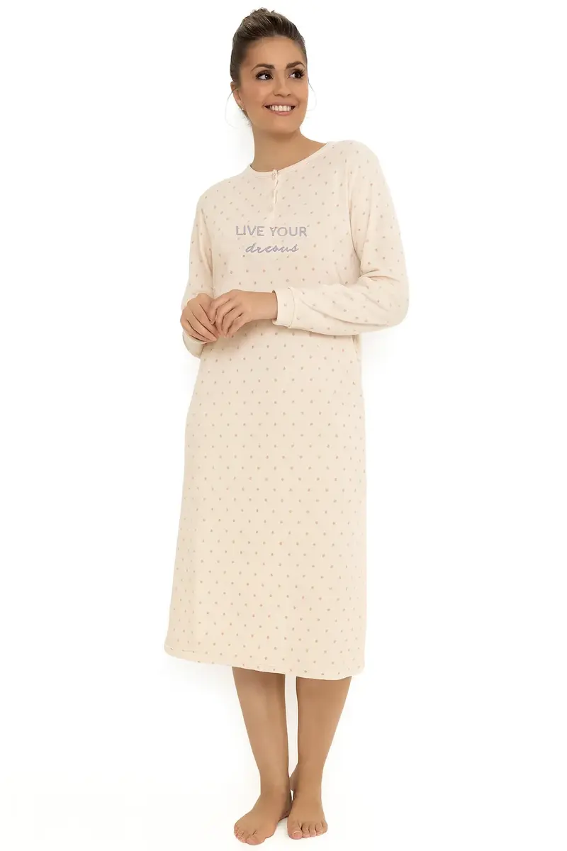 Cocodream velours nachthemd dames - Dots - Warm winter nachtjaon Cocodream velours nachthemd dames - Dots - Warm winter nachtjaon