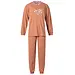 Lunatex dikke tricot dames pyjama - Lange mouwen - Heart - Roest