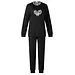 Lunatex dikke tricot dames pyjama - Lange mouwen - Heart - Zwart