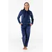 Gaubert dames huispak Fleece - Loungeset  - Vrouwen warm pyjama pak - loungewear dames - Donkerblauw