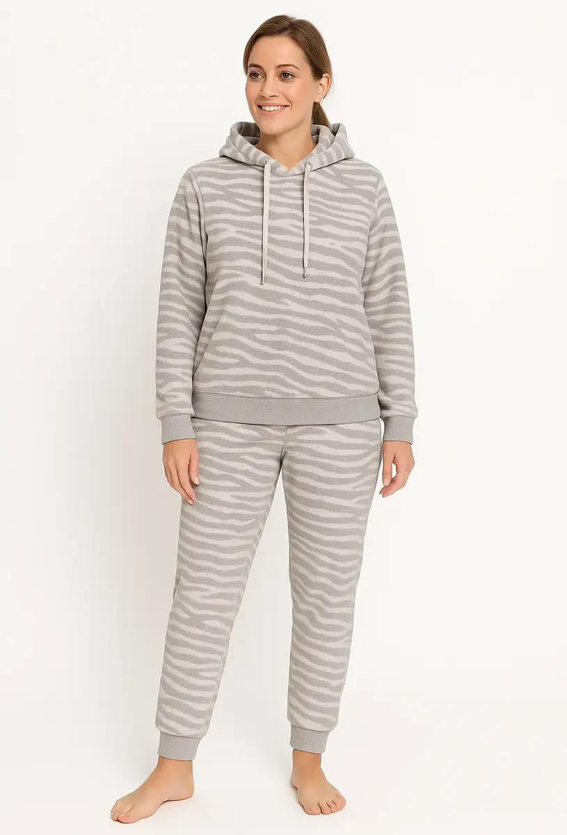 Apollo dames huispak Fleece - Lounge set dames - Zebra - Warm winter pyjamapak - Loungewear dames