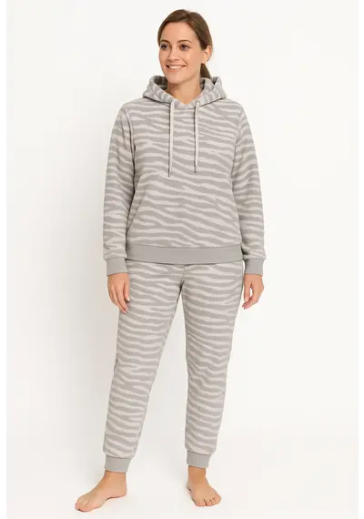 Apollo dames huispak Fleece - Loungeset - Zebra Apollo dames huispak Fleece - Loungeset - Zebra
