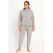 Apollo dames huispak Fleece - Lounge set dames - Zebra - Warm winter pyjamapak - Loungewear dames - Grijs