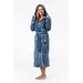 Gaubert lange dames badjas fleece - Capuchon - Warme winter ochtendjas - Badjassen dames - Copy - Copy - Blauw