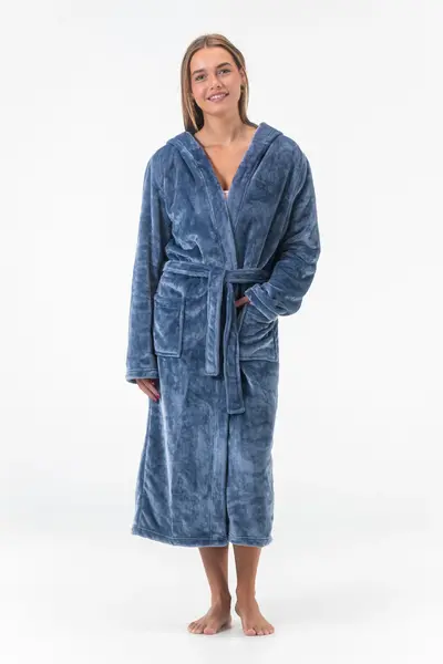 Gaubert lange dames badjas fleece - Capuchon - Warme winter ochtendjas - Badjassen dames - Copy - Copy