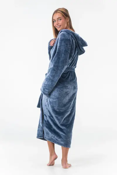 Gaubert lange dames badjas fleece - Capuchon - Warme winter ochtendjas - Badjassen dames - Copy - Copy