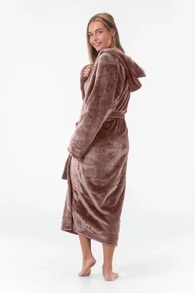 Gaubert lange dames badjas fleece - Capuchon - Warme winter ochtendjas - Badjassen dames - Copy - Copy