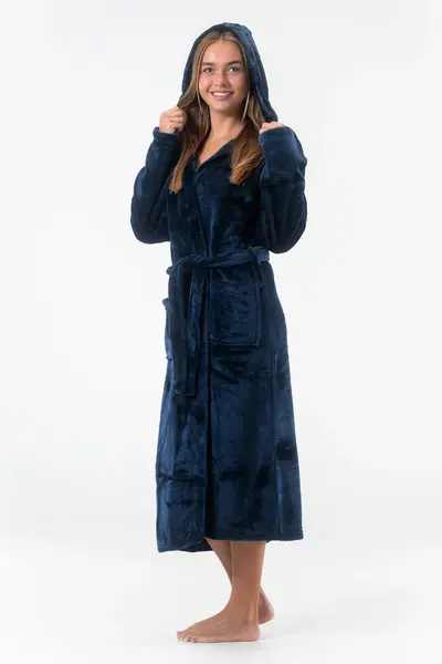 Gaubert lange dames badjas fleece - Capuchon - Warme winter ochtendjas - Badjassen dames - Copy - Copy