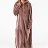 Gaubert lange fleece badjas met rits - Warme winter ochtendjas - Badjassen dames
