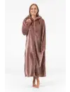 Gaubert lange fleece badjas met rits - Warme winter ochtendjas - Badjassen dames