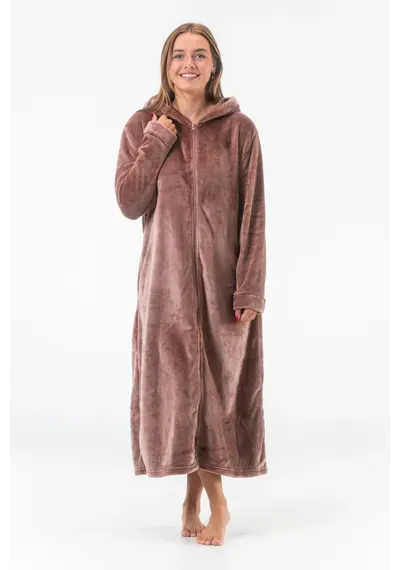 Gaubert lange fleece badjas met rits