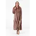 Gaubert lange fleece badjas met rits -  Warme winter ochtendjas - Badjassen dames - Beige