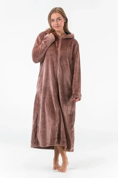 Gaubert lange fleece badjas met rits - Warme winter ochtendjas - Badjassen dames Gaubert lange fleece badjas met rits - Warme winter ochtendjas - Badjassen dames