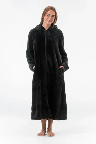 Gaubert lange fleece badjas met rits - Warme winter ochtendjas - Badjassen dames Gaubert lange fleece badjas met rits - Warme winter ochtendjas - Badjassen dames
