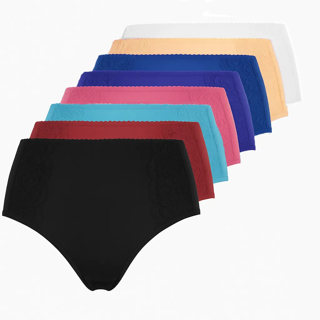 Fine Woman 9-pak dames slip kant - 9039 - Goedkope Multipack onderbroeken - Elastisch katoen - XL - Onderbroek - Ondergoed