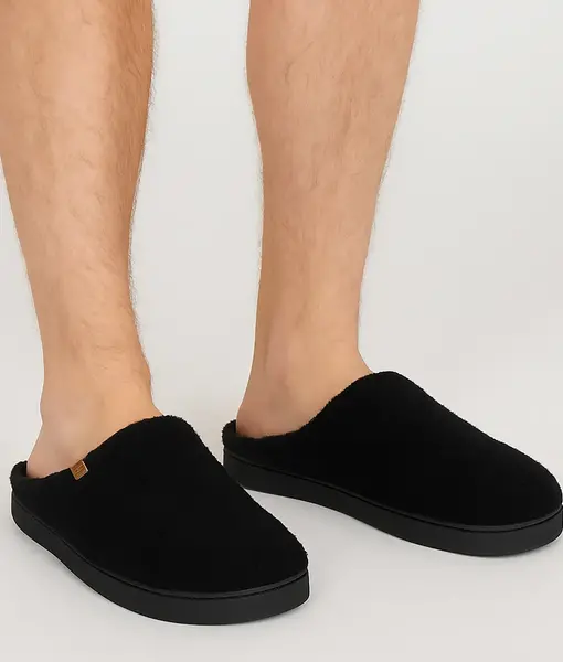 Apollo warme teddy heren slippers - Heren pantoffels met stevige zool - Wollen slippers