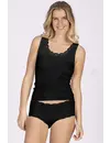 Nina von C rib dames hemd kant - Body & Soul - Modal kanten dames onderhemd - Wit - Zwart