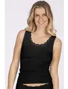 Nina von C rib dames hemd kant - Body & Soul - Modal kanten dames onderhemd - Wit - Zwart