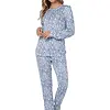 Pastunette Fleece dames pyjama lange mouwen - Blue mirage
