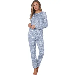 Pastunette Fleece dames pyjama lange mouwen - Blue mirage