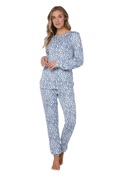 Pastunette Fleece dames pyjama lange mouwen - Blue mirage
