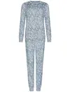 Pastunette Fleece dames pyjama lange mouwen - Blue mirage