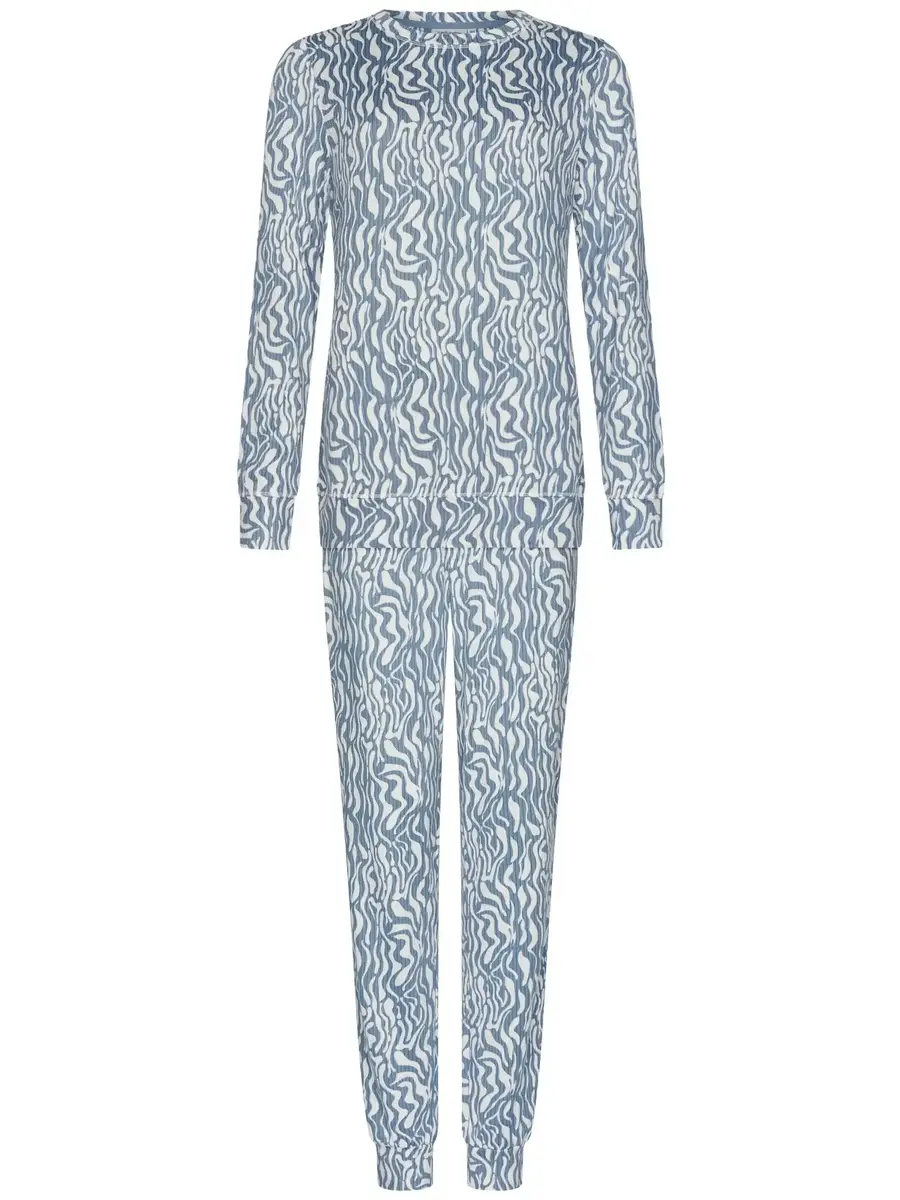 Pastunette Fleece dames pyjama lange mouwen - Blue mirage