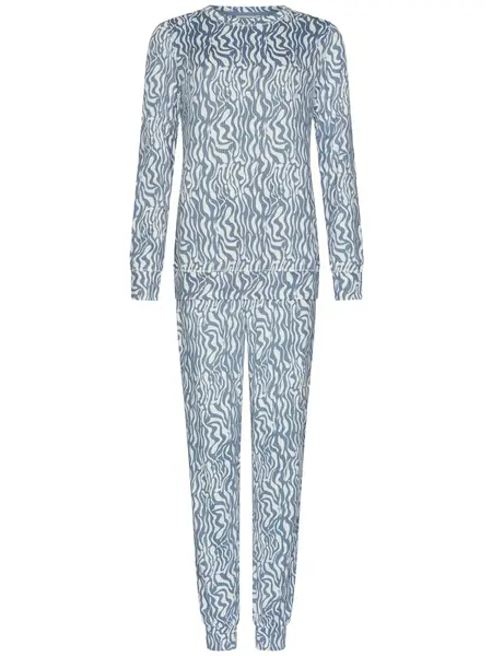 Pastunette Fleece dames pyjama lange mouwen - Blue mirage