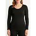 Entex thermo shirt dames lange mouw - Warm wollen ondershirt - Diepe ronde hals - Zwart