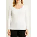 Entex thermo shirt dames lange mouw - Warm wollen ondershirt - Diepe ronde hals - Crème