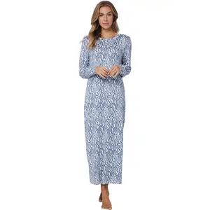 Pastunette extra lang fleece dames nachthemd - Blue Mirage - Blauw