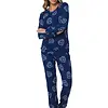Rebelle Fleece dames pyjama lange mouwen - Aspen Ski - Donkerblauw