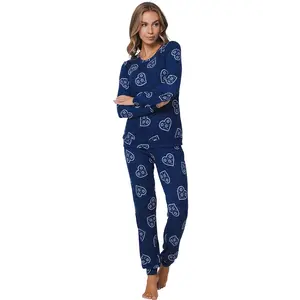 Rebelle Fleece dames pyjama lange mouwen - Aspen Ski - Donkerblauw