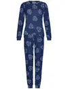 Rebelle Fleece dames pyjama lange mouwen - Aspen Ski - Donkerblauw