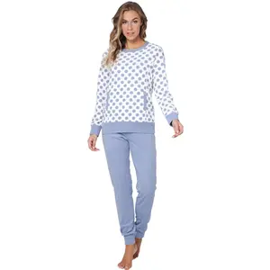 Pastunette Badstof dames pyjama lange mouwen -Blue Fog Pastunette Badstof dames pyjama lange mouwen -Blue Fog