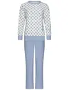 Pastunette Badstof dames pyjama lange mouwen -Blue Fog